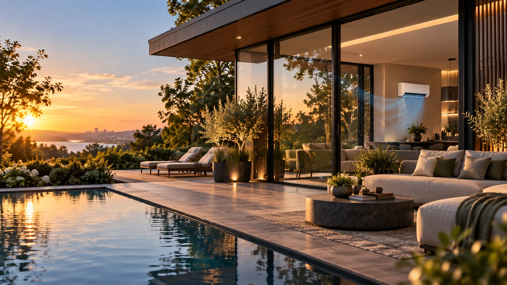Comfortable home in summer with an air conditioning system
